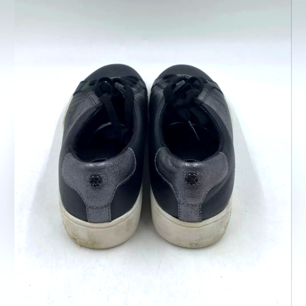 Michael Kors MK Irving Black Leather Low Top Lace-Up Sneaker Shoes Size 7.5 M - Picture 4 of 9